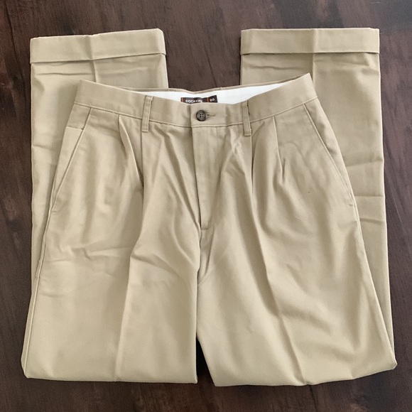 DOCKERS D3 CHINO KHAKI PANTS TAN COTTON PLEATED - Picture 6 of 9